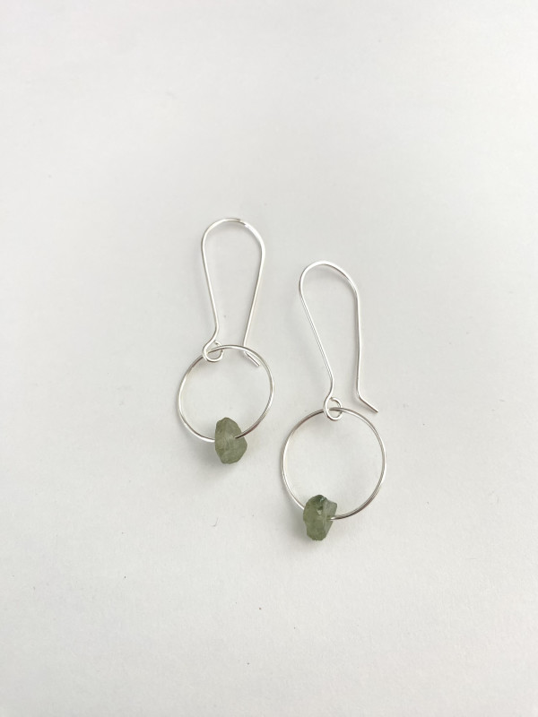 Large Green Montana Sapphire Circle Earrings by Clare Clum