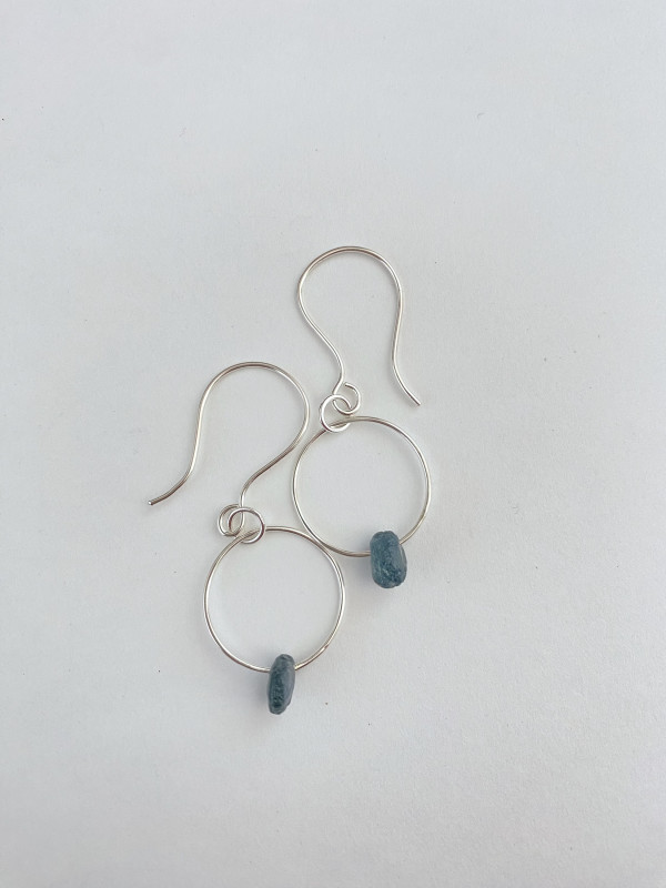 Blue Montana Sapphire Dangle Circle Earrings by Clare Clum