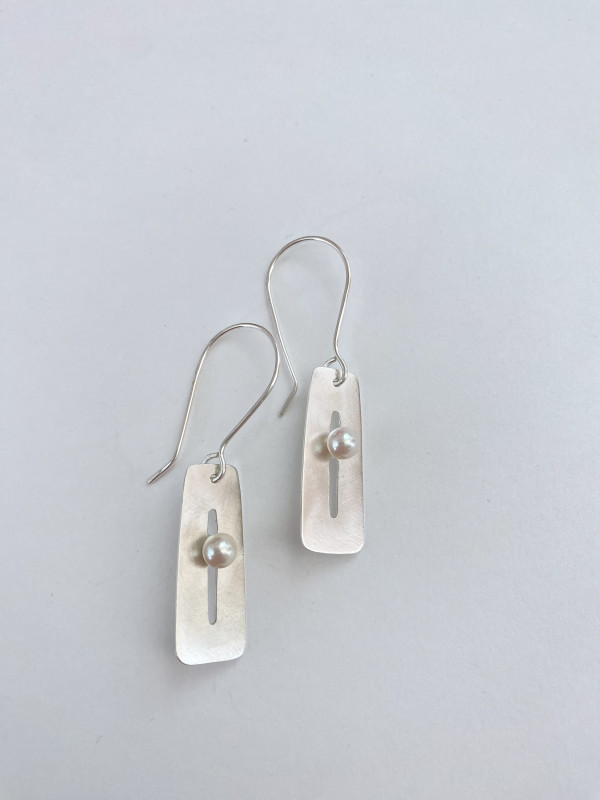 Pearl & Silver Earrings by Clare Clum