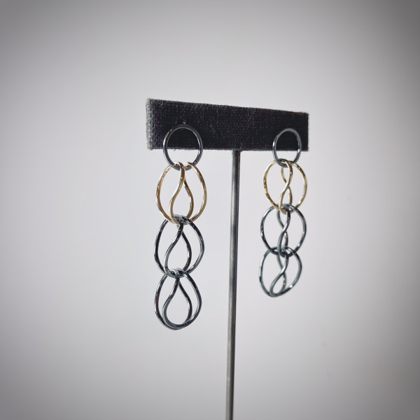 Foxtail Stud Earrings, triple link by Caroline Davis