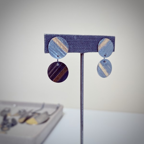 Keum Boo 2 Circle Studs by Caroline Davis