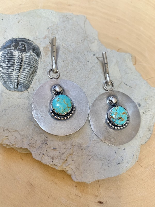 No. 8 Turquoise Circle Earrings by Joan A Wescott