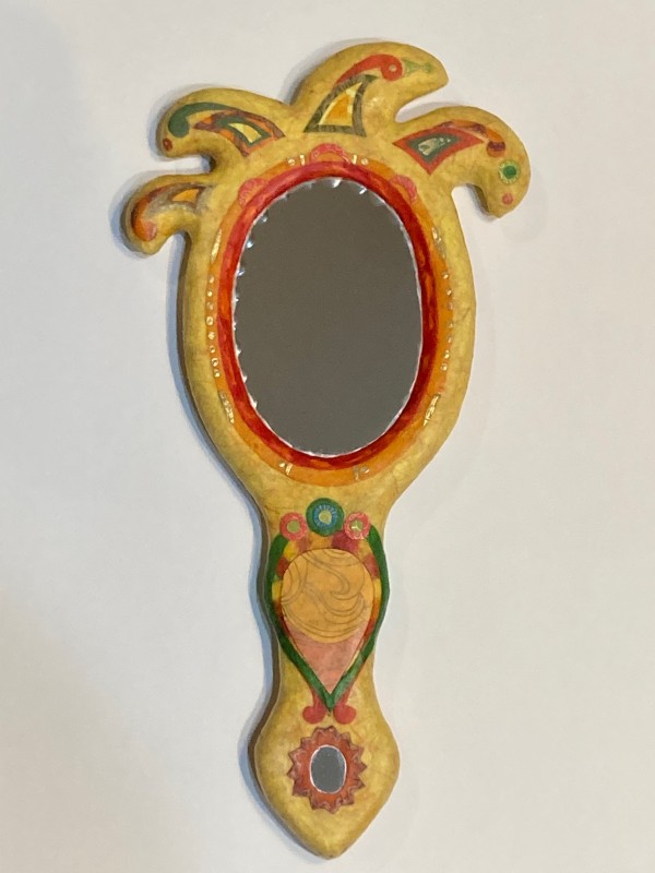 Hand Mirror - The Yellow Jester by Guylaine Gelinas