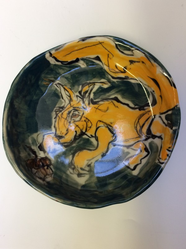 Porcelain Animal Plate - squirrel with acorn by Trudy Skari
