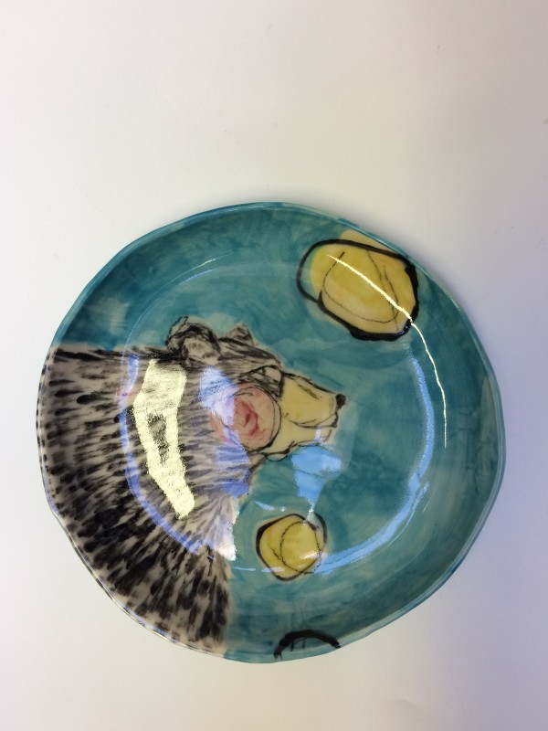 Porcelain Animal Plate - bear by Trudy Skari