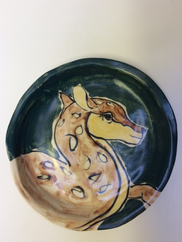 Porcelain Animal Plate - deer by Trudy Skari