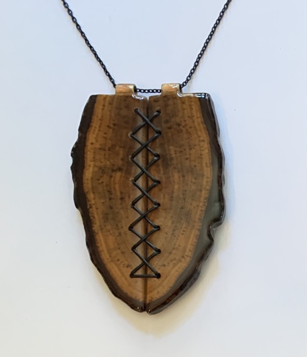 Found Wood and Leather Necklace by Paul Guillemette