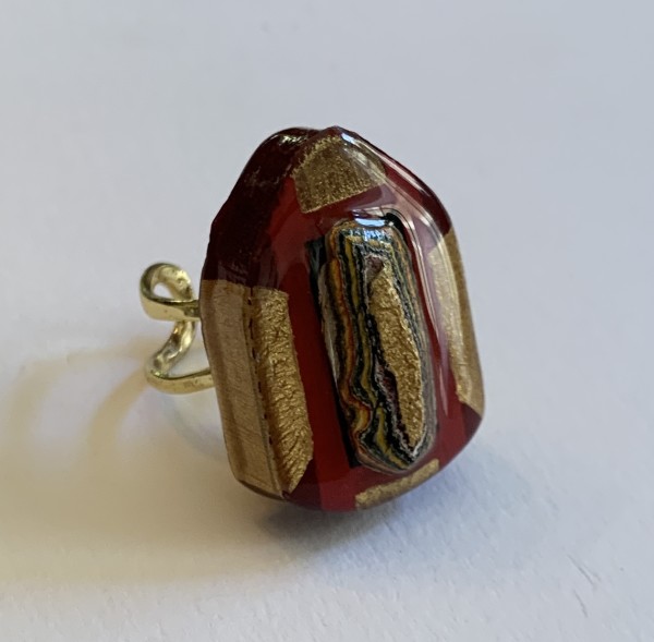 Gold, Red and Burgundy House Ring by Paul Guillemette
