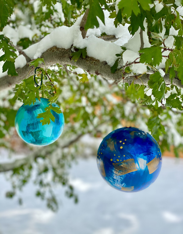 Upcycled Glass Handpainted Ornaments -Medium by Kathy Fisher