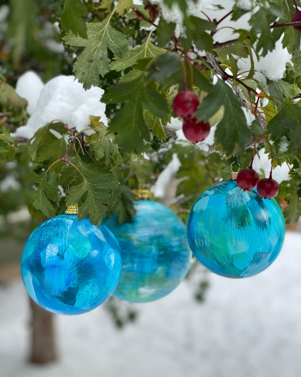 Upcycled Glass Hand-painted Ornaments -Large by Kathy Fisher