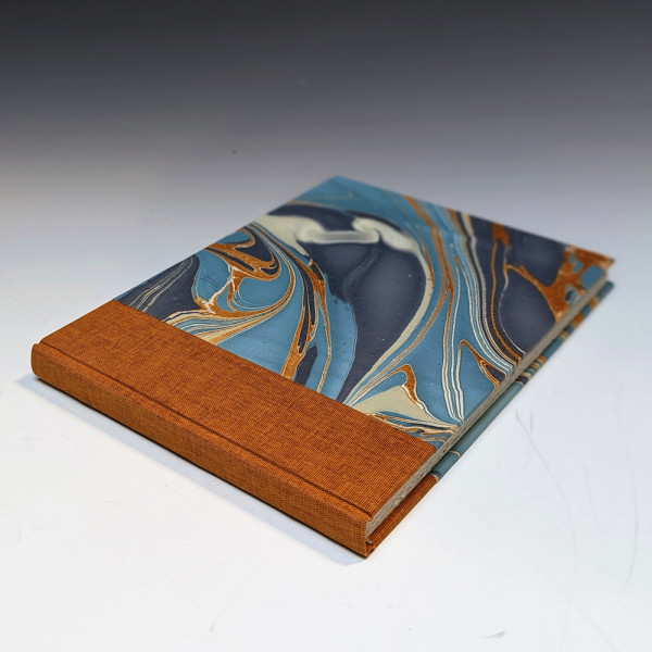 Blue and Gold Marbled Handmade Hardbound Journal by Robin Leenhouts