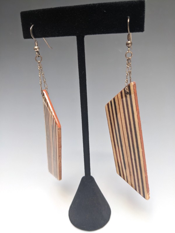 Layered Stripes Found Wood Dangle Earrings by Paul Guillemette