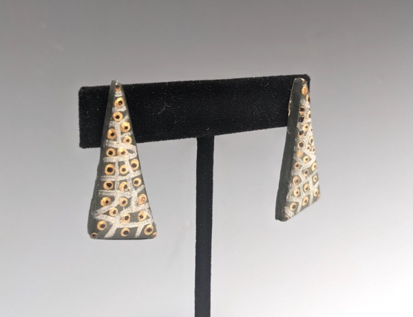 Gold, Gray and White Stud Earrings by Paul Guillemette