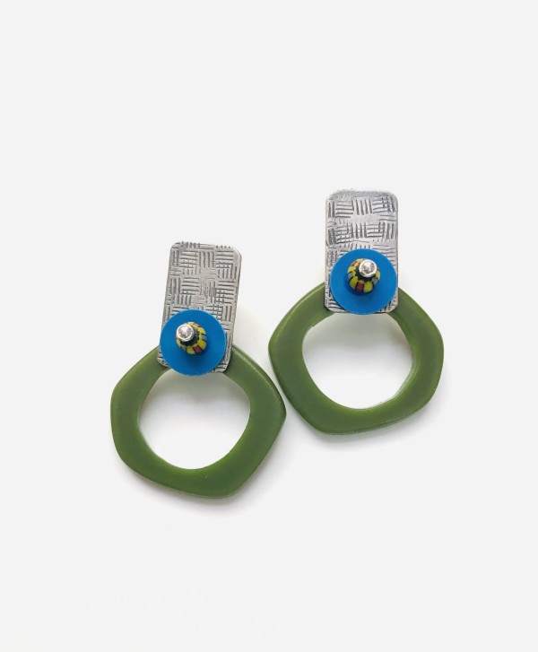 Olive Wobbly Donut Earrings by Laurel Nathanson