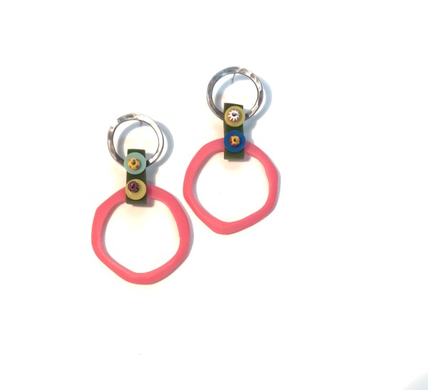 Pink Wobbly Donut Earrings by Laurel Nathanson