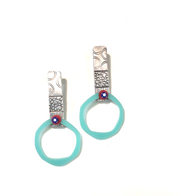 Turquoise Wobbly Donut Earrings by Laurel Nathanson