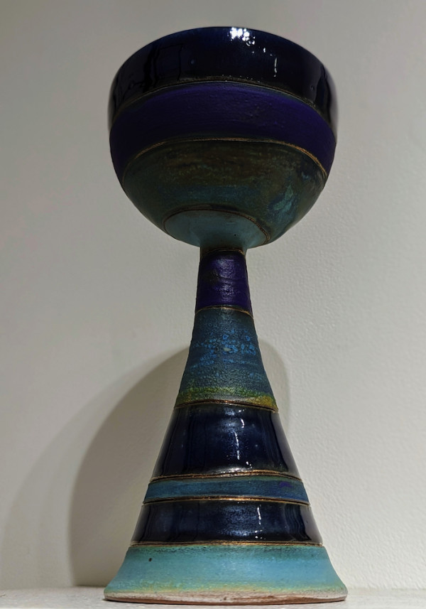Striped Blue Chalice/Goblet by Susan Mattson