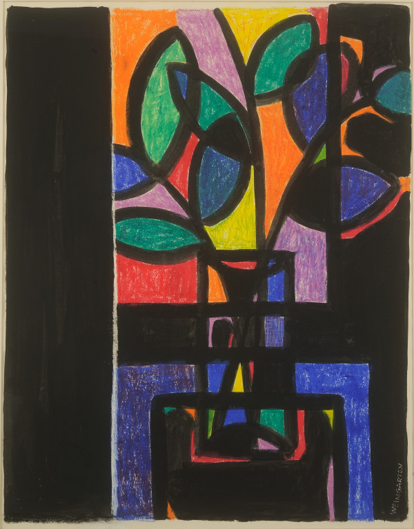 "Bright Window with Vase and Leaves" by Hilde Weingarten