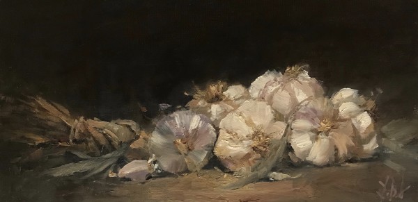 Garlic Braid with Sage Leaves by Lamya Deeb