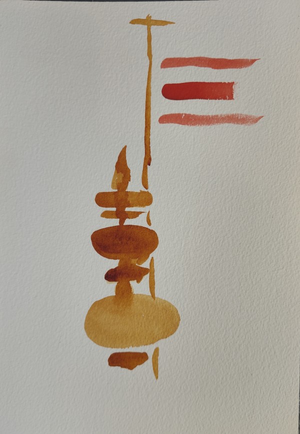 Finial and flag at BAPS Shri Swaminarayan Mandir, Stafford, Texas II by Paul Shain