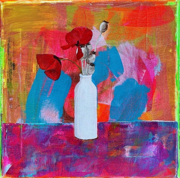 Red poppies in a white vase / Rdeč mak v beli vazi by Žiga Korent
