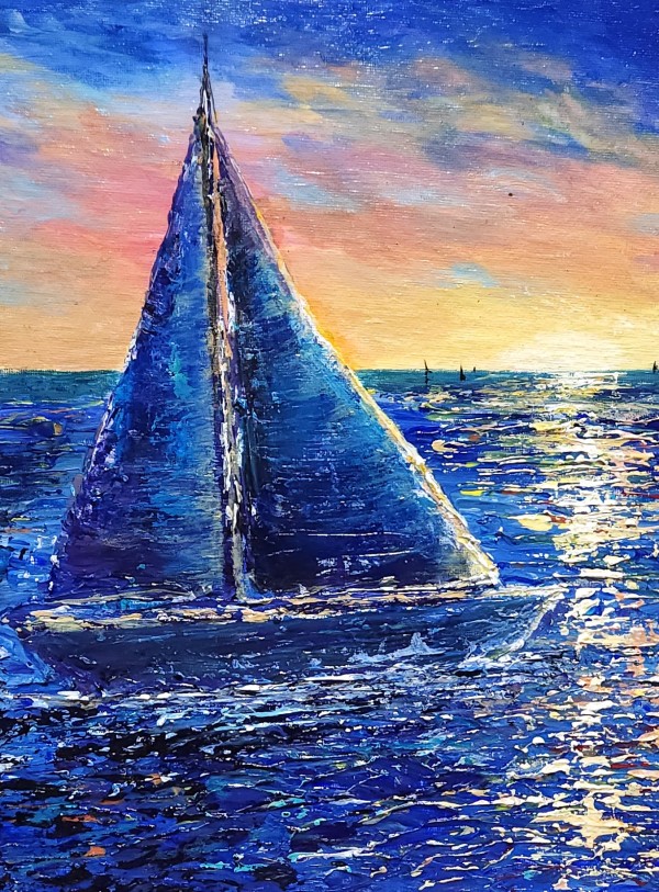 Sailboat at Sunset by CHERYL L KANUCK