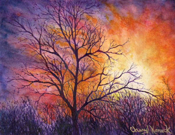 Tree at sunset by CHERYL L KANUCK