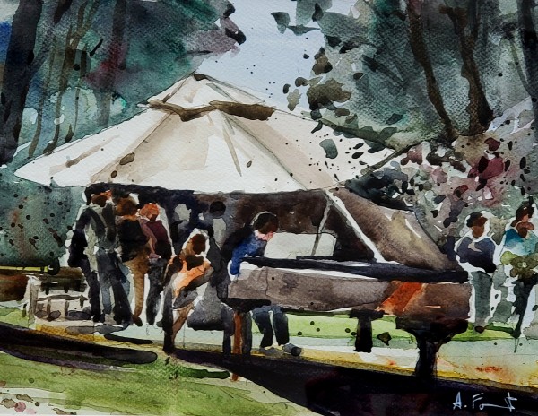 Flower Pianos in the Park by Andy Forrest,  SeismicWatercolors