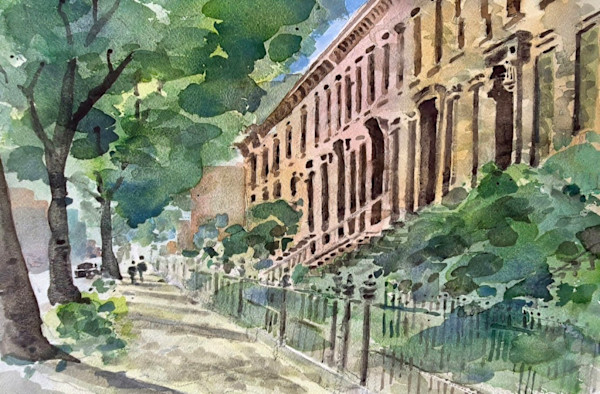 Brownstones - Crown Heights by Andy Forrest - Seismicwatercolors