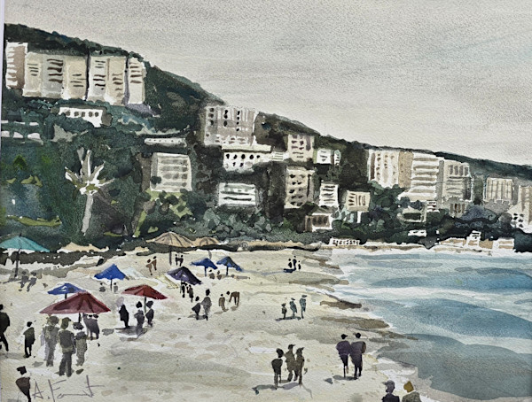 Cloudy Beach, P.V. by Andy Forrest - Seismicwatercolors
