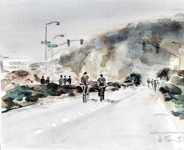 Foggy Highway by Andy Forrest,  SeismicWatercolors