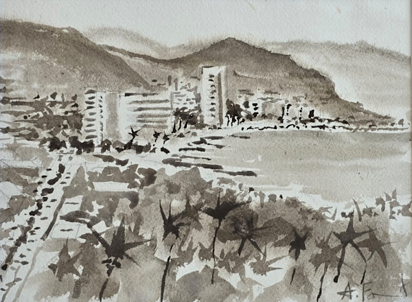 Puerto Vallarta Sepia by Andy Forrest - Seismicwatercolors