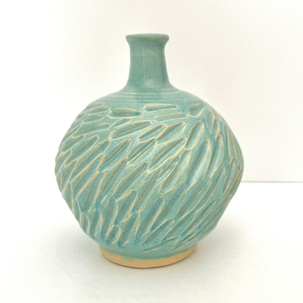 Carved Long Neck Vase by Jamie Thomson, Image 1.