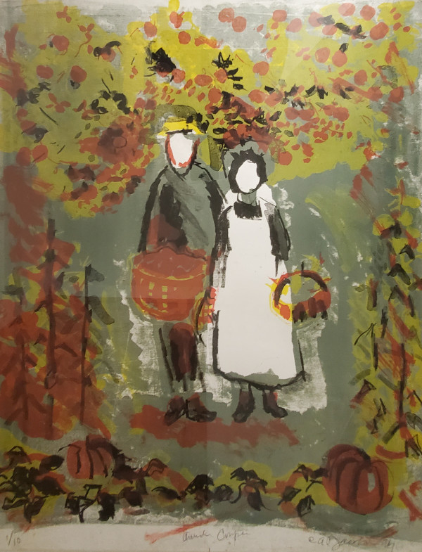Amish Man and Woman with Apples by Audrey Jacobson