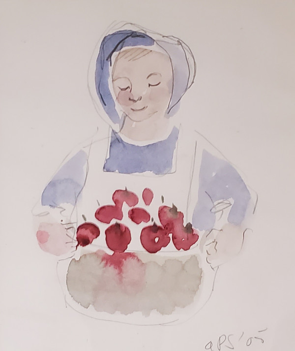 Amish Woman with Apples by Audrey Jacobson