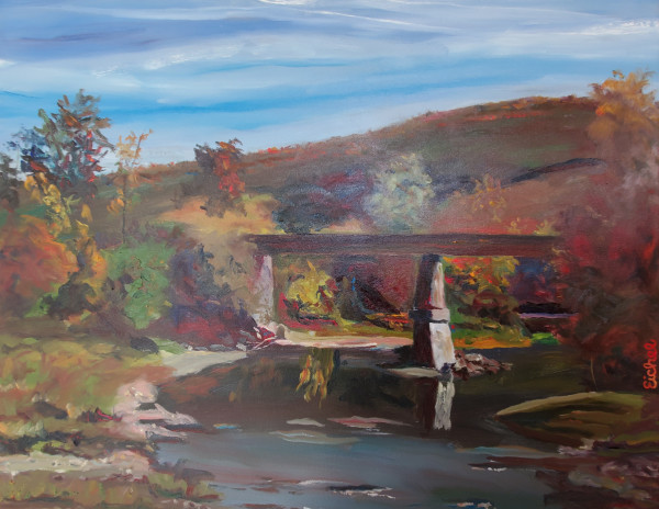 Bridge Over River by Stu Eichel