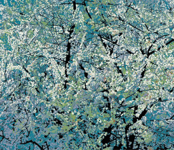 Almond Tree — Teal After Van Gogh by Leslie Parke