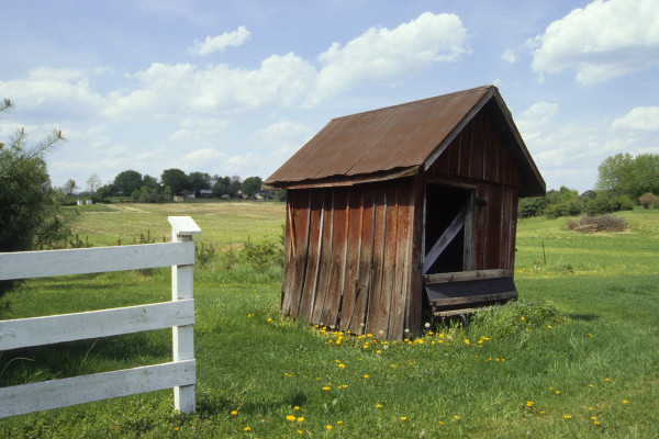 White Fence and Shed by Laura Seldman