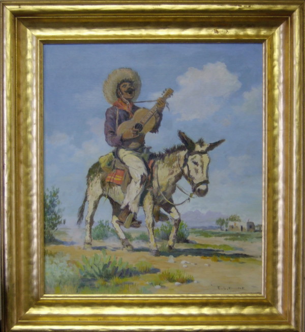 Guitar Player on Burro by Elmer L. Boone