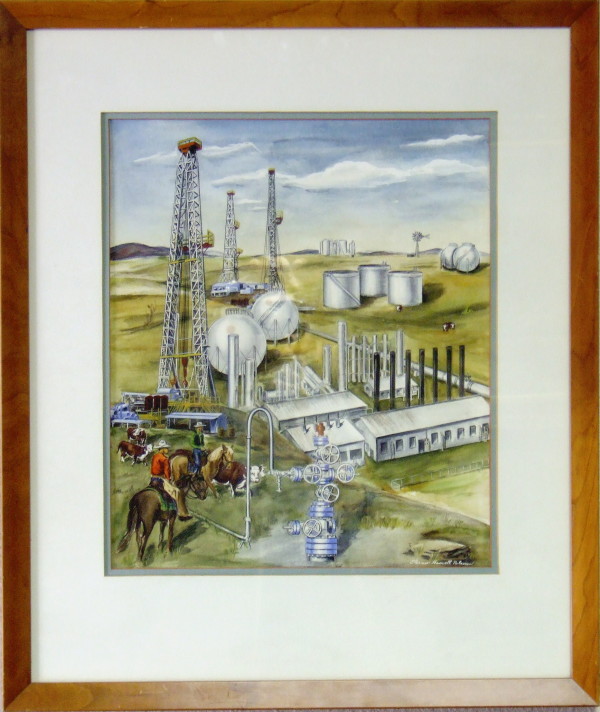 Texas Ranch with Rigs by Eleanor Harwell Roberson 