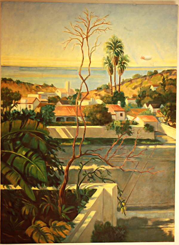 3 Palms with Airship by Ethel Fisher