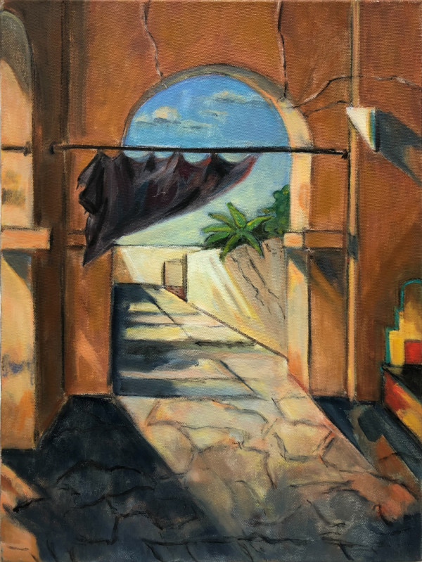 Orange Arch with Violet Curtain Pulled Aside by Ethel Fisher