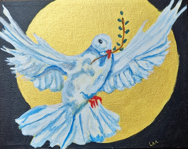 Triptych Dove by Helene Montpetit