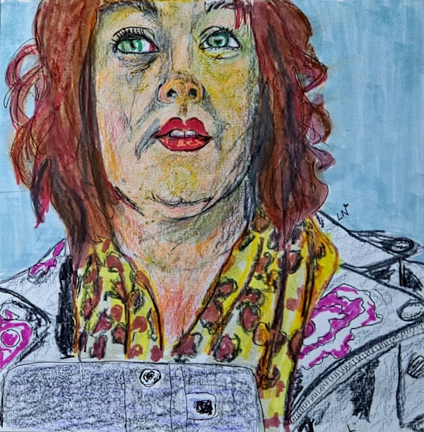 Woman With iPad / Femme avec iPad by Helene Montpetit