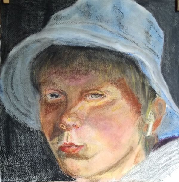 Boy In Blue Hat by Helene Montpetit