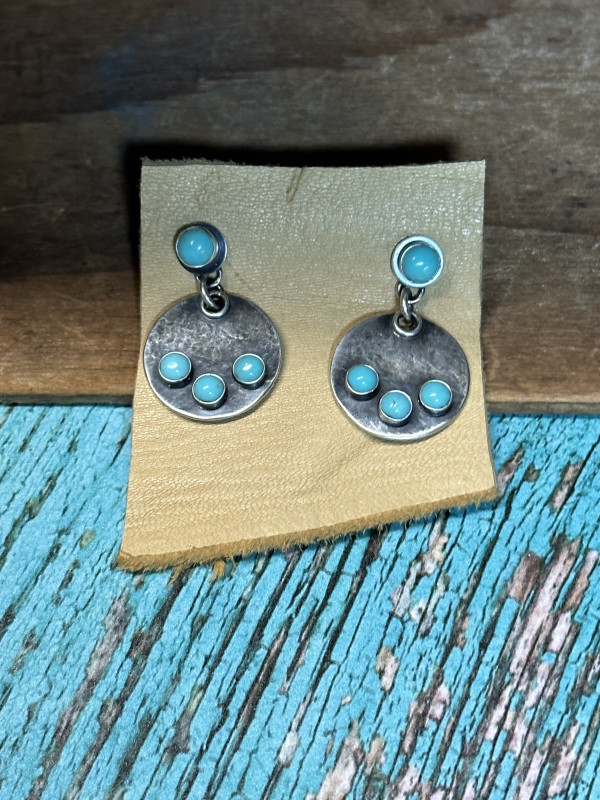 "Luna Earrings" - Sterling Silver and Kingman Turquoise Posts, Smooth Bezels by Shasta Brooks Studio LLC