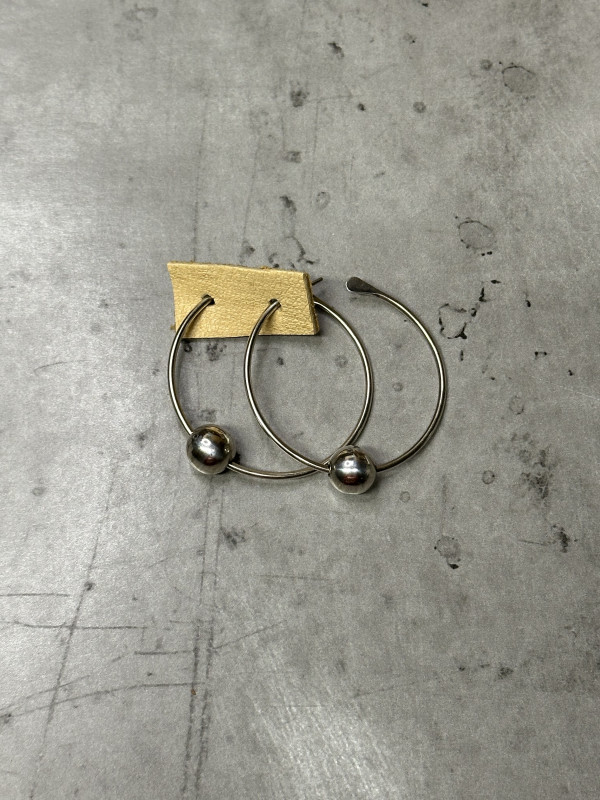 "Bead Ball Swoopy Hoops" - Oxidized Sterling Silver by Shasta Brooks