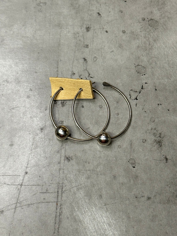 "Bead Ball Swoopy Hoops" - Oxidized Sterling Silver - 3 of 4 by shasta brooks studio, Image 1.
