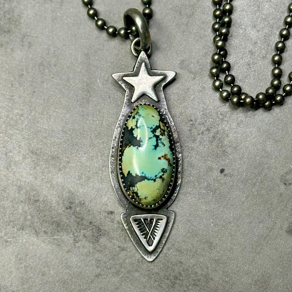 "Sage Horizon Pendant" - Black Hills turquoise in sterling by shasta brooks studio