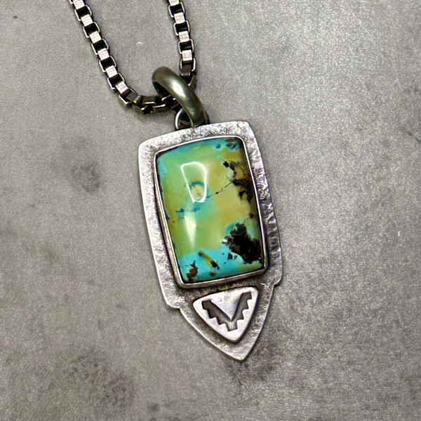 "Veridian Edge Unisex Penant" - Black Hills turquoise in sterling by shasta brooks studio